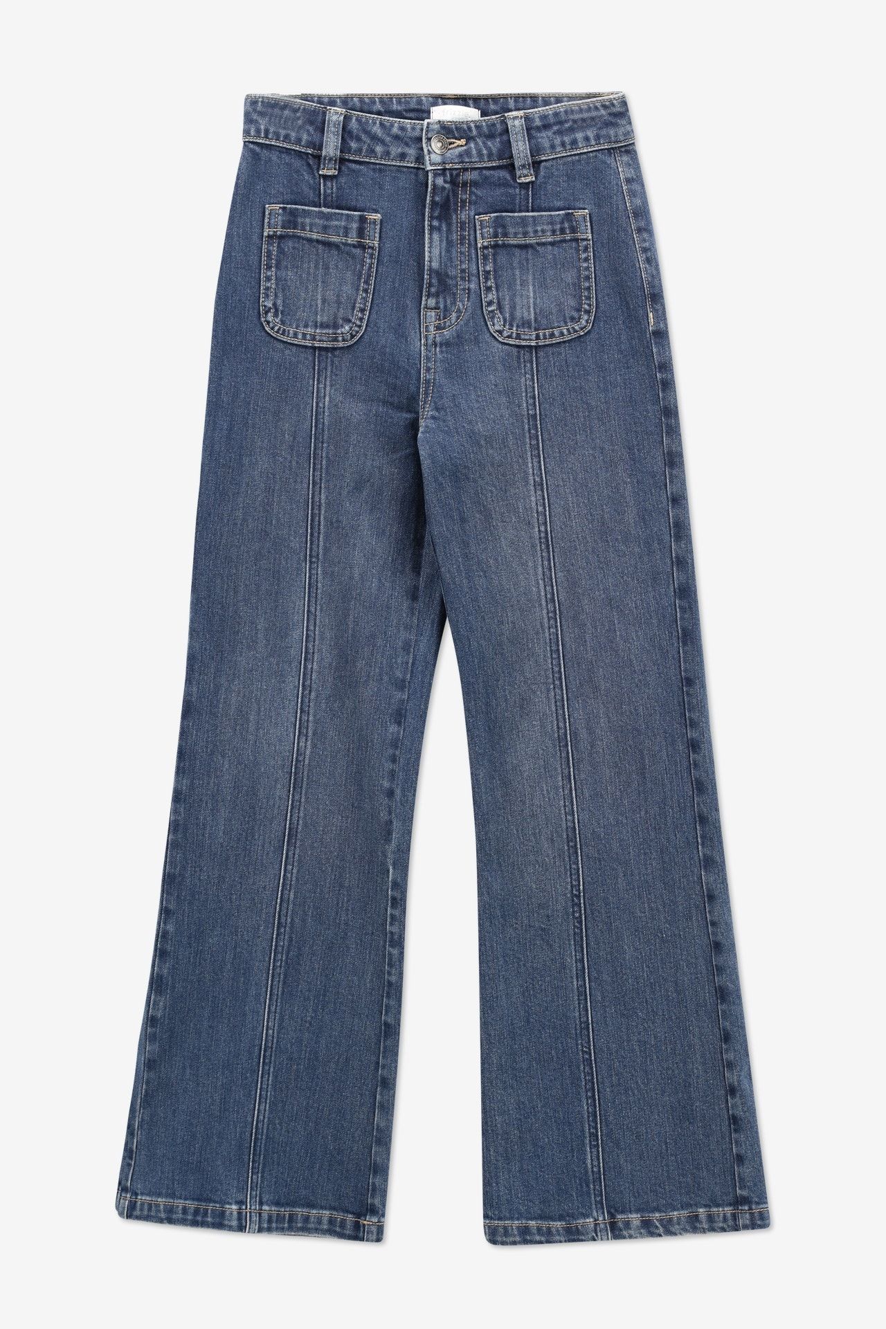 Jeans large bleu moyen avec poches plaquées - Taille 134 -