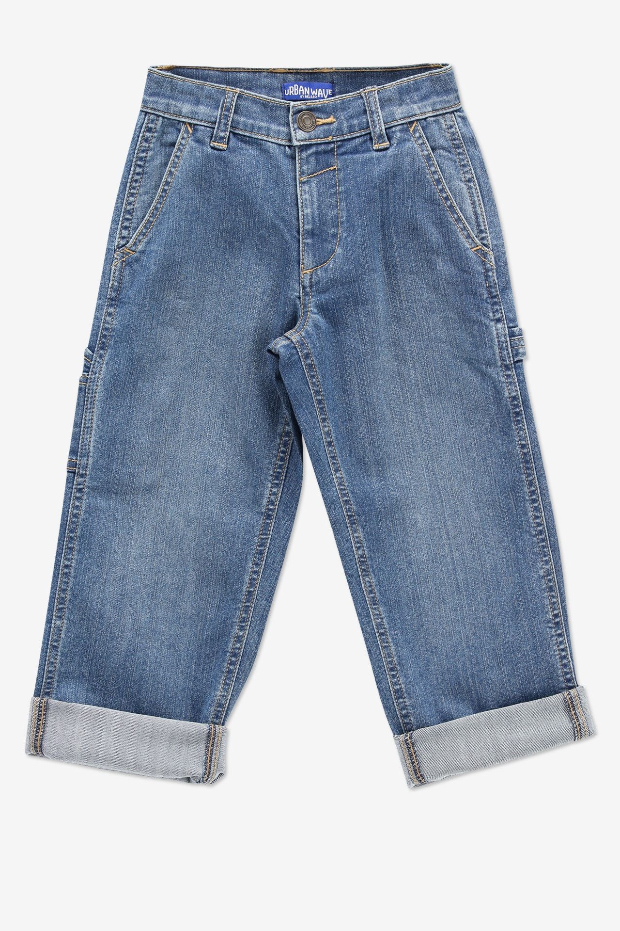 Worker jeans midblauw loose fit - Maat 92 -