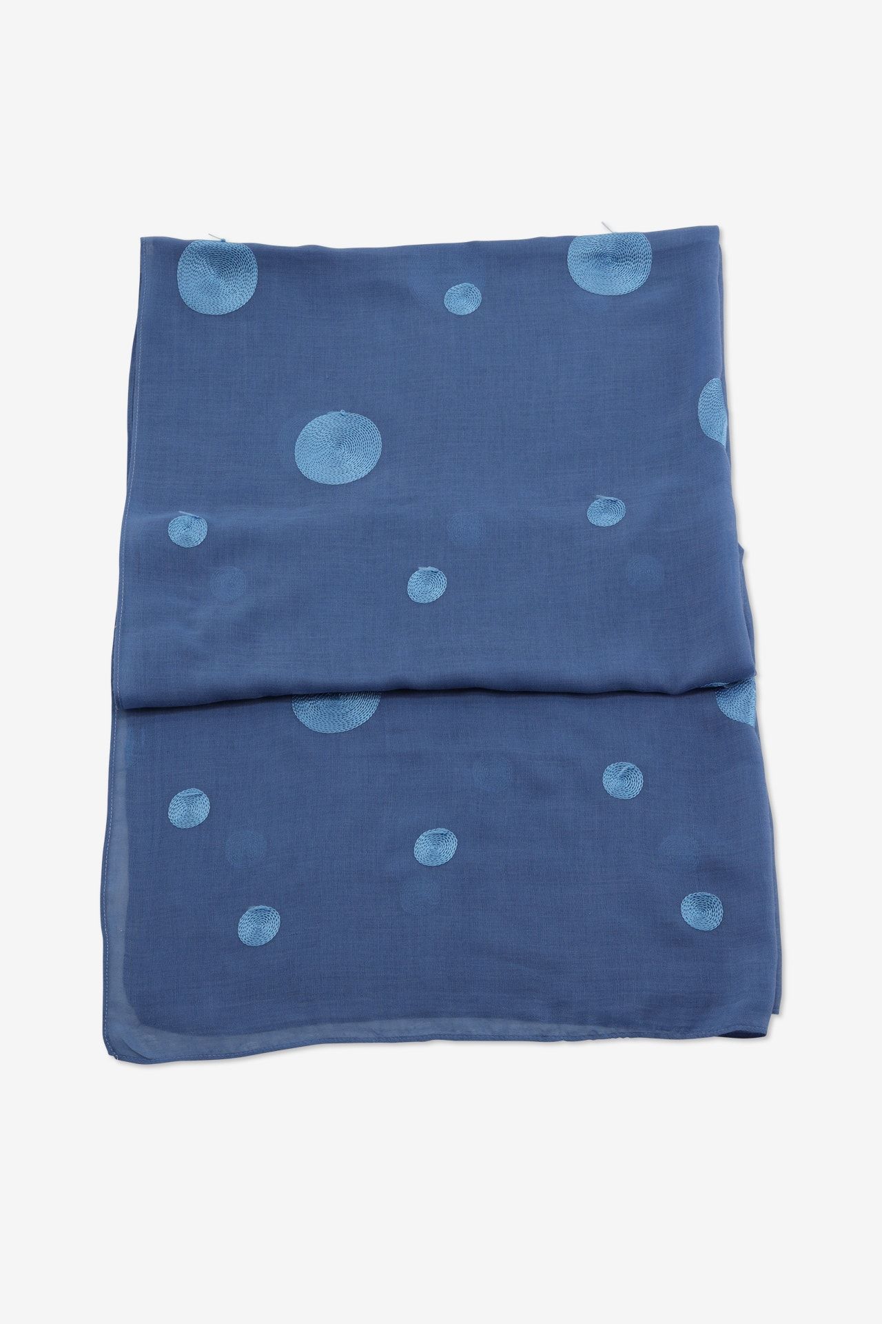 Foulard bleu avec broderie cercles - Taille TU -