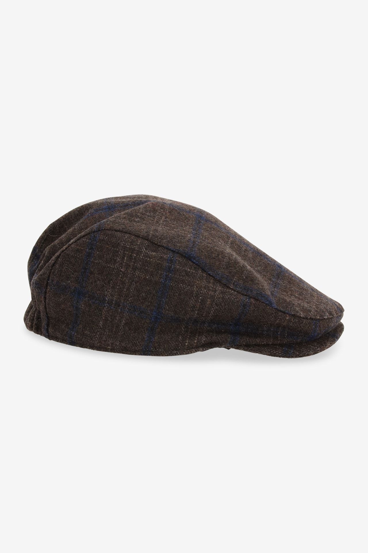 Casquette plate à carreaux brun - Taille TU -