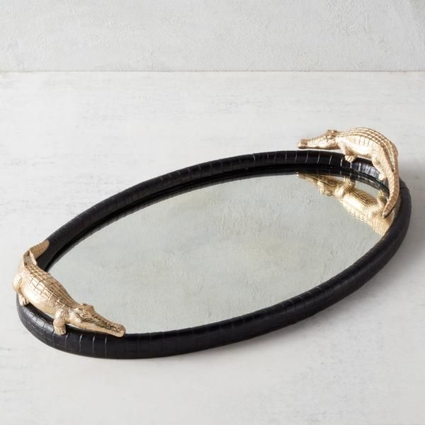 鏡 Rococo Miller accessory tray Z Gallerie - The Gifts Shop Gift 2021 - Mirrored Croco Tray