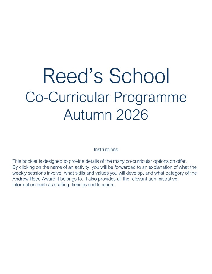 Reed's School - Co-Curricular Programme Descriptors - Autumn 2026 ...